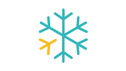 Ein Icon mit einer Schneeflocke. Das Icon ist ein Symbol für Winter bzw. Kälte. 